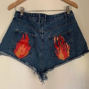 Urban Outfitters Flame Pocket Jean Shorts